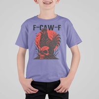 F Caw F Gothic Chicken Horror T Shirt For Kid Creepy Skull Rooster Halloween Dark Humor - Wonder Print Shop