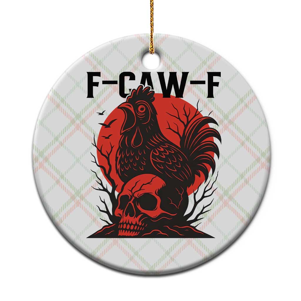 F Caw F Gothic Chicken Horror Ceramic Ornament Creepy Skull Rooster Halloween Dark Humor - Wonder Print Shop