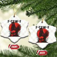 F Caw F Gothic Chicken Horror Ceramic Ornament Creepy Skull Rooster Halloween Dark Humor - Wonder Print Shop