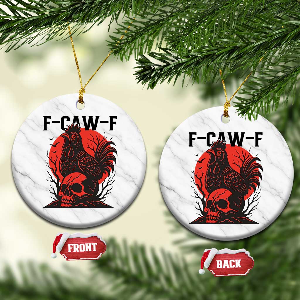 F Caw F Gothic Chicken Horror Ceramic Ornament Creepy Skull Rooster Halloween Dark Humor - Wonder Print Shop