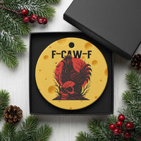 F Caw F Gothic Chicken Horror Ceramic Ornament Creepy Skull Rooster Halloween Dark Humor - Wonder Print Shop