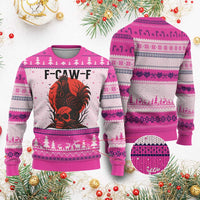 F Caw F Gothic Chicken Horror Ugly Christmas Sweater Creepy Skull Rooster Halloween Dark Humor - Wonder Print Shop