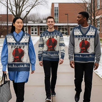 F Caw F Gothic Chicken Horror V-Neck Knit Sweater Vest Creepy Skull Rooster Halloween Dark Humor - Wonder Print Shop