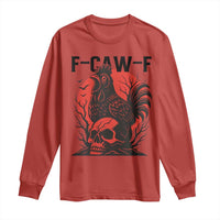 F Caw F Gothic Chicken Horror Long Sleeve Shirt Creepy Skull Rooster Halloween Dark Humor - Wonder Print Shop