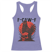 F Caw F Gothic Chicken Horror Racerback Tank Top Creepy Skull Rooster Halloween Dark Humor - Wonder Print Shop
