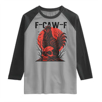 F Caw F Gothic Chicken Horror Raglan Shirt Creepy Skull Rooster Halloween Dark Humor - Wonder Print Shop