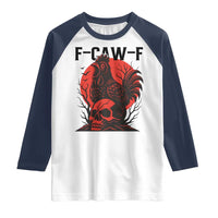 F Caw F Gothic Chicken Horror Raglan Shirt Creepy Skull Rooster Halloween Dark Humor - Wonder Print Shop