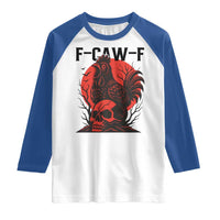 F Caw F Gothic Chicken Horror Raglan Shirt Creepy Skull Rooster Halloween Dark Humor - Wonder Print Shop