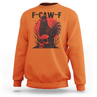 F Caw F Gothic Chicken Horror Sweatshirt Creepy Skull Rooster Halloween Dark Humor - Wonder Print Shop