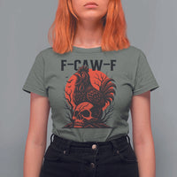 F Caw F Gothic Chicken Horror T Shirt For Women Creepy Skull Rooster Halloween Dark Humor - Wonder Print Shop