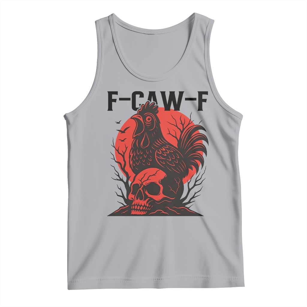 F Caw F Gothic Chicken Horror Tank Top Creepy Skull Rooster Halloween Dark Humor - Wonder Print Shop