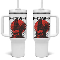 F Caw F Gothic Chicken Horror Tumbler With Handle Creepy Skull Rooster Halloween Dark Humor - Wonder Print Shop
