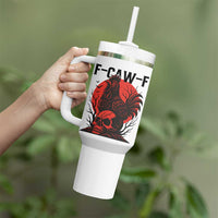 F Caw F Gothic Chicken Horror Tumbler With Handle Creepy Skull Rooster Halloween Dark Humor - Wonder Print Shop