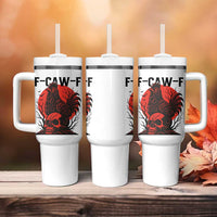 F Caw F Gothic Chicken Horror Tumbler With Handle Creepy Skull Rooster Halloween Dark Humor - Wonder Print Shop