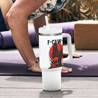 F Caw F Gothic Chicken Horror Tumbler With Handle Creepy Skull Rooster Halloween Dark Humor - Wonder Print Shop