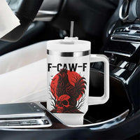 F Caw F Gothic Chicken Horror Tumbler With Handle Creepy Skull Rooster Halloween Dark Humor - Wonder Print Shop
