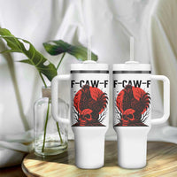 F Caw F Gothic Chicken Horror Tumbler With Handle Creepy Skull Rooster Halloween Dark Humor - Wonder Print Shop