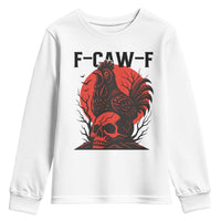 F Caw F Gothic Chicken Horror Youth Sweatshirt Creepy Skull Rooster Halloween Dark Humor - Wonder Print Shop