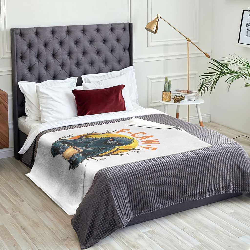 F Caw F Raven Coffee Throw Blanket Funny Halloween Sarcastic Gothic Bird with Attitude - Wonder Print Shop