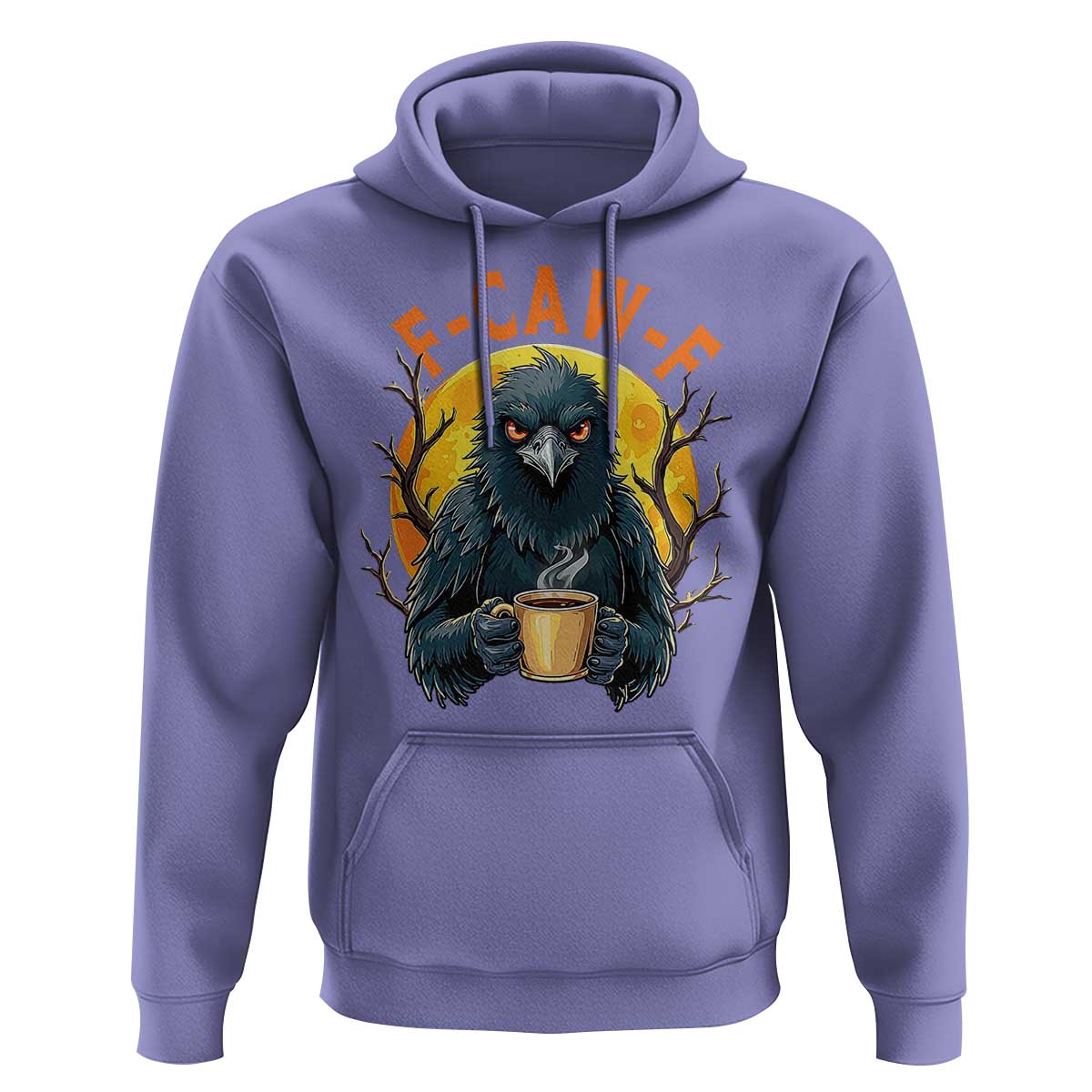 F Caw F Raven Coffee Hoodie Funny Halloween Sarcastic Gothic Bird with Attitude - Wonder Print Shop