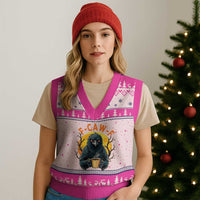 F Caw F Raven Coffee V-Neck Knit Sweater Vest Funny Halloween Sarcastic Gothic Bird with Attitude - Wonder Print Shop