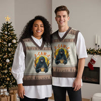 F Caw F Raven Coffee V-Neck Knit Sweater Vest Funny Halloween Sarcastic Gothic Bird with Attitude - Wonder Print Shop