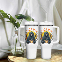 F Caw F Raven Coffee Tumbler With Handle Funny Halloween Sarcastic Gothic Bird with Attitude - Wonder Print Shop