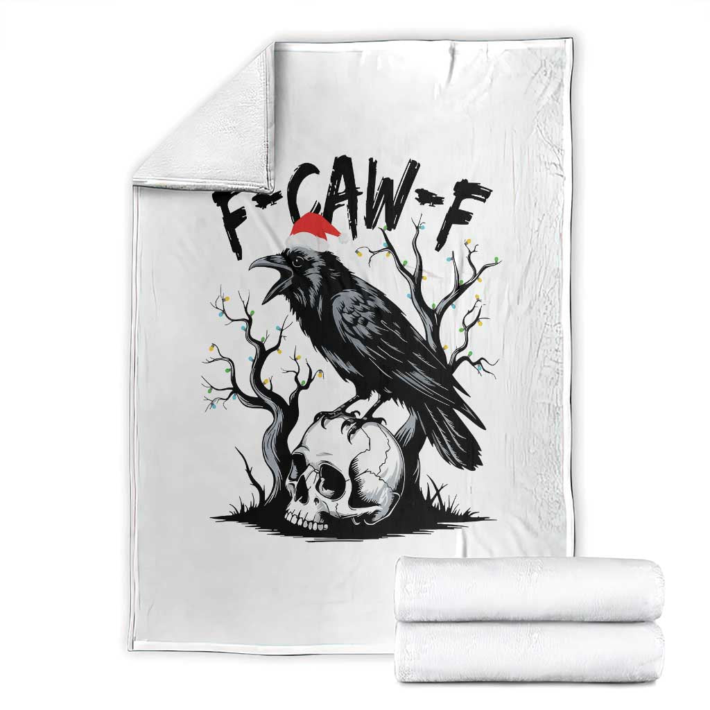 F Caw F Gothic Christmas Raven Throw Blanket With Skull Funny Dark Holiday Humor Spooky Season - Wonder Print Shop