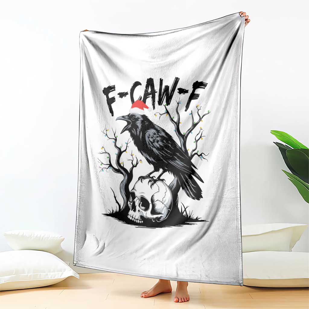 F Caw F Gothic Christmas Raven Throw Blanket With Skull Funny Dark Holiday Humor Spooky Season - Wonder Print Shop