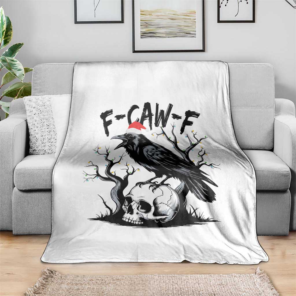 F Caw F Gothic Christmas Raven Throw Blanket With Skull Funny Dark Holiday Humor Spooky Season - Wonder Print Shop