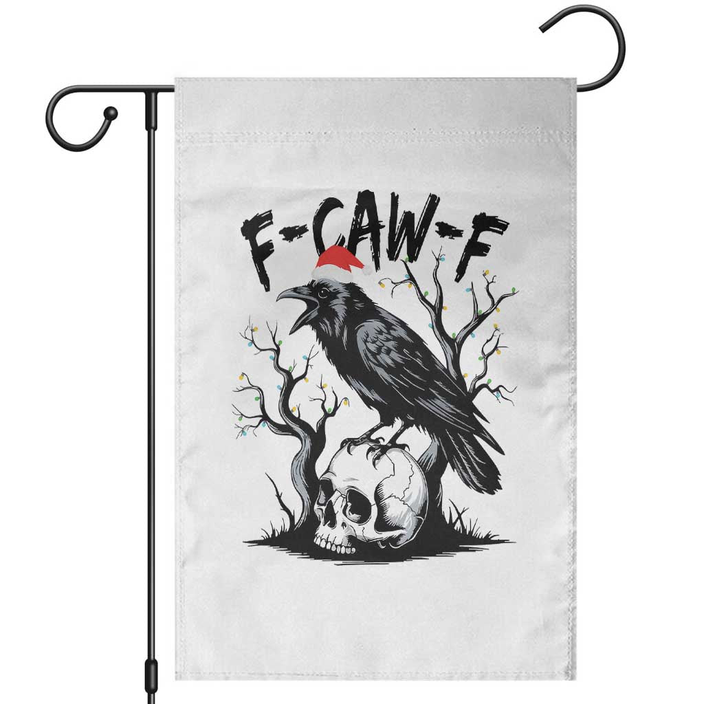 F Caw F Gothic Christmas Raven Garden Flag With Skull Funny Dark Holiday Humor Spooky Season - Wonder Print Shop
