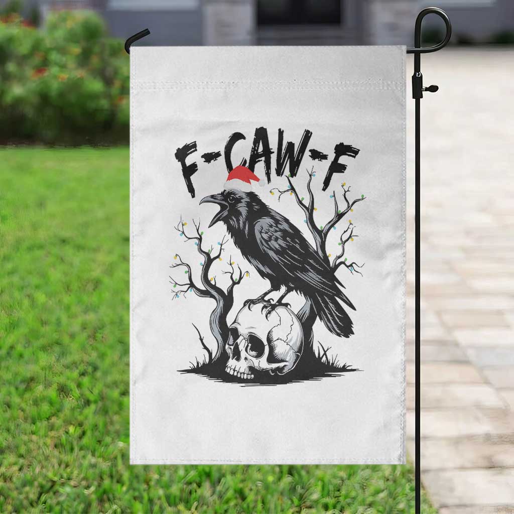 F Caw F Gothic Christmas Raven Garden Flag With Skull Funny Dark Holiday Humor Spooky Season - Wonder Print Shop