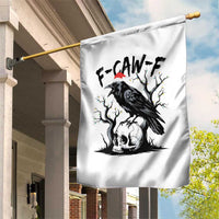 F Caw F Gothic Christmas Raven Garden Flag With Skull Funny Dark Holiday Humor Spooky Season - Wonder Print Shop