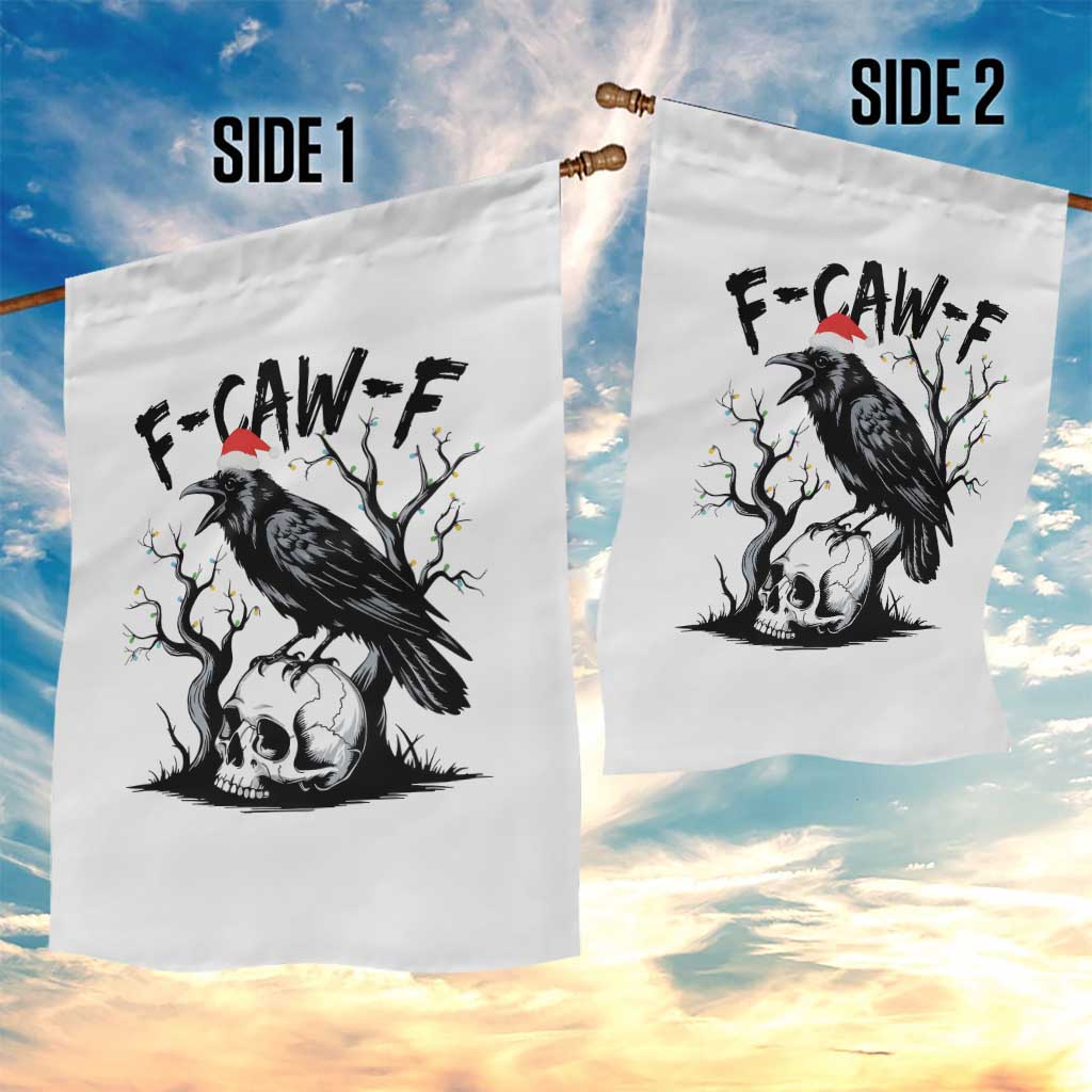 F Caw F Gothic Christmas Raven Garden Flag With Skull Funny Dark Holiday Humor Spooky Season - Wonder Print Shop