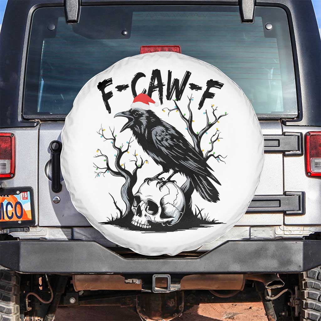 F Caw F Gothic Christmas Raven Spare Tire Cover With Skull Funny Dark Holiday Humor Spooky Season - Wonder Print Shop