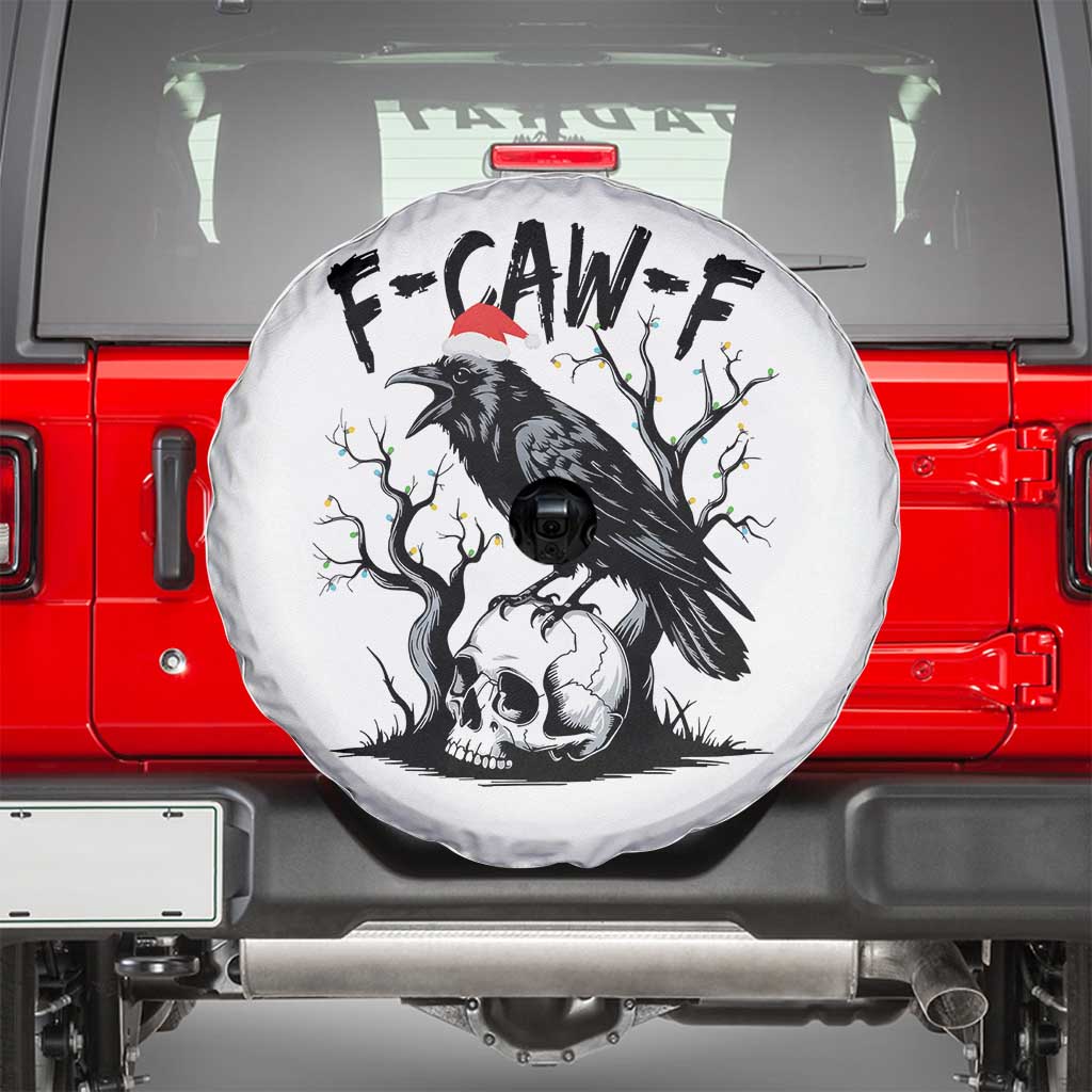 F Caw F Gothic Christmas Raven Spare Tire Cover With Skull Funny Dark Holiday Humor Spooky Season - Wonder Print Shop