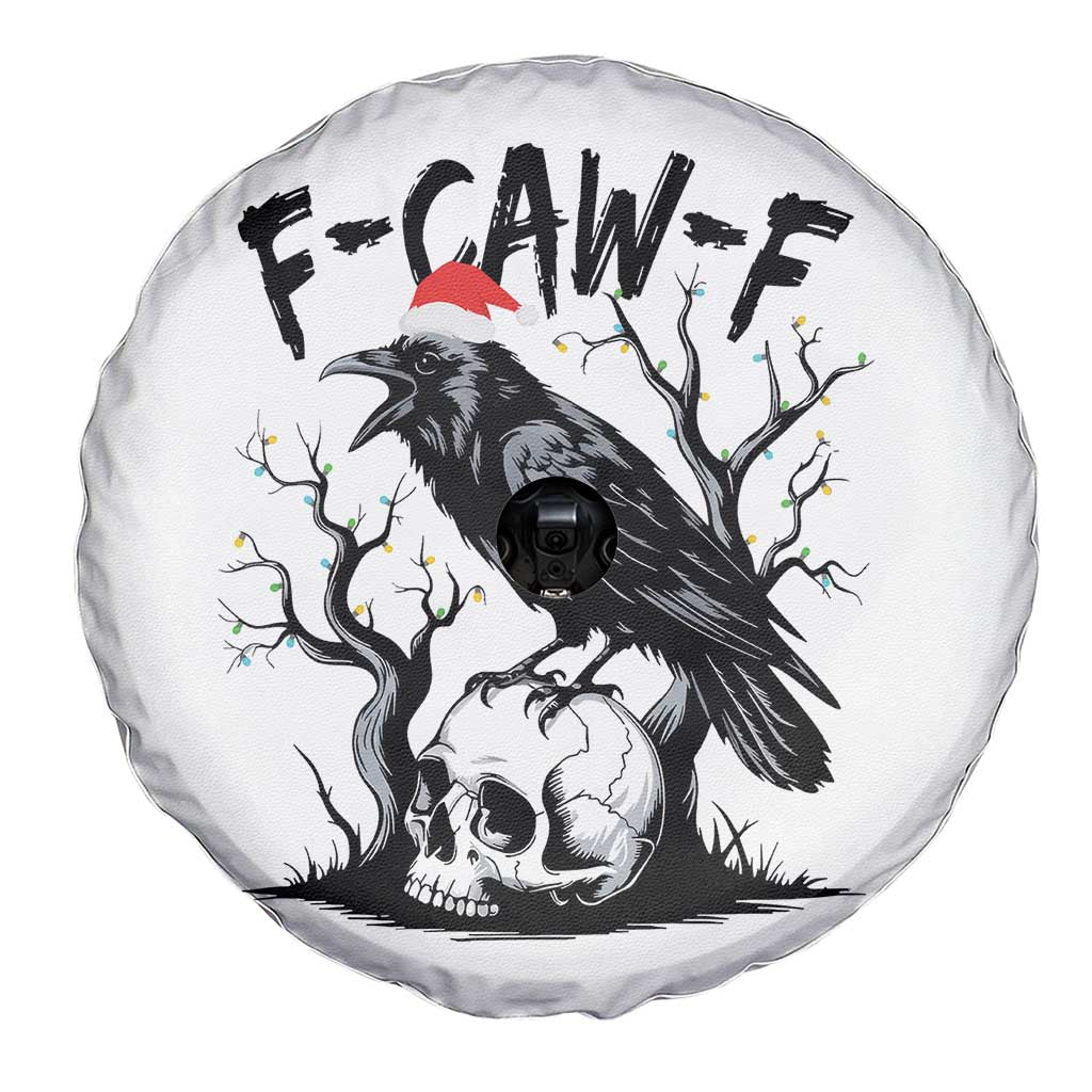 F Caw F Gothic Christmas Raven Spare Tire Cover With Skull Funny Dark Holiday Humor Spooky Season - Wonder Print Shop