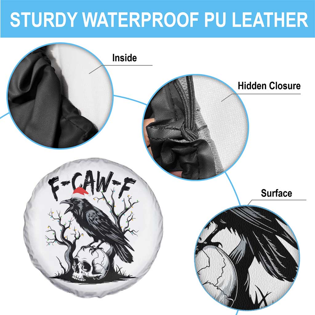 F Caw F Gothic Christmas Raven Spare Tire Cover With Skull Funny Dark Holiday Humor Spooky Season - Wonder Print Shop