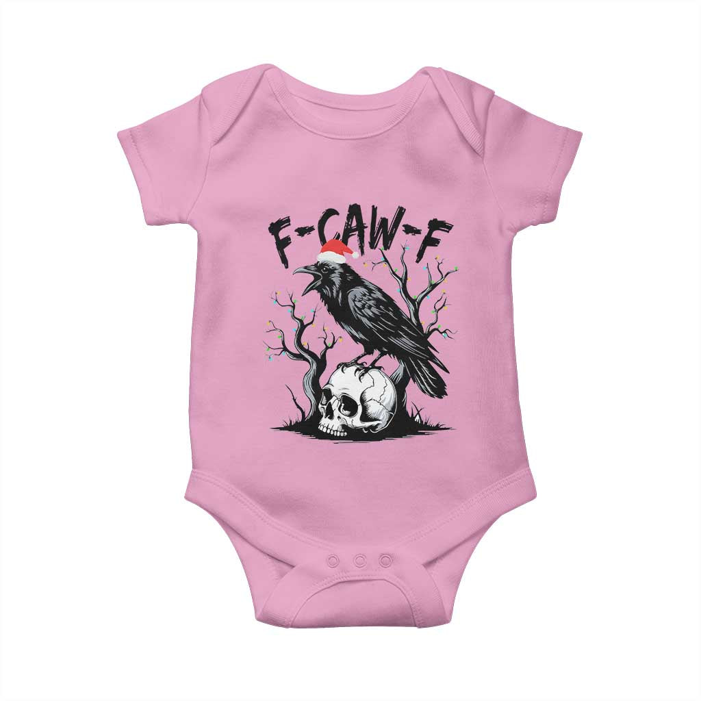 F Caw F Gothic Christmas Raven Baby Onesie With Skull Funny Dark Holiday Humor Spooky Season - Wonder Print Shop
