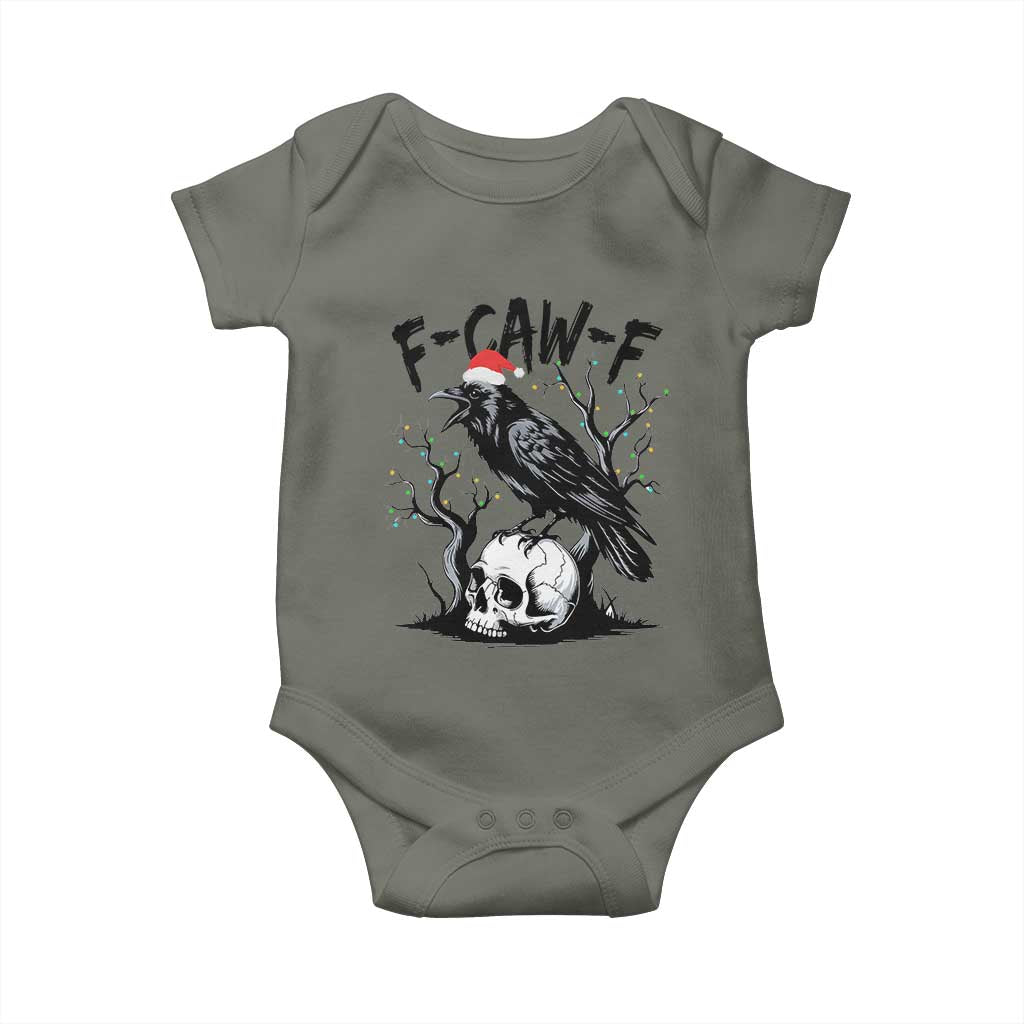 F Caw F Gothic Christmas Raven Baby Onesie With Skull Funny Dark Holiday Humor Spooky Season - Wonder Print Shop