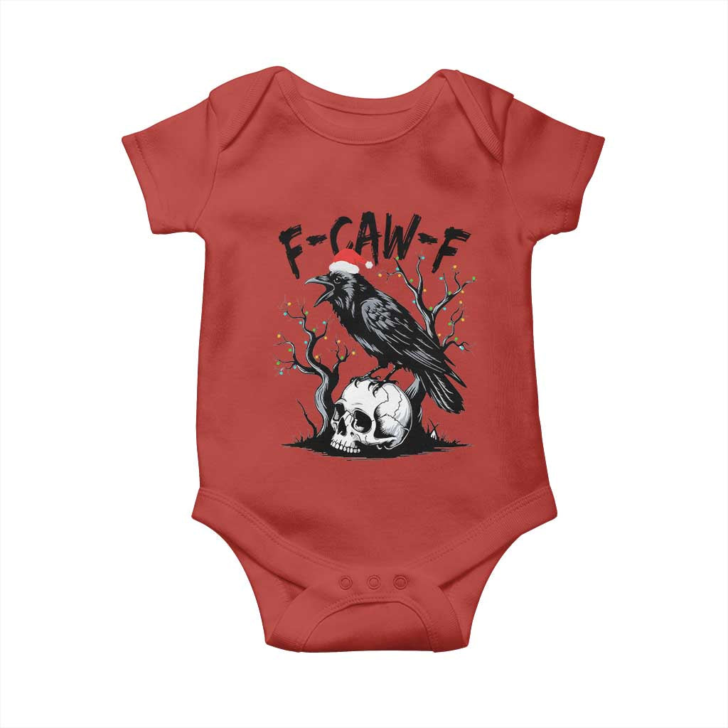 F Caw F Gothic Christmas Raven Baby Onesie With Skull Funny Dark Holiday Humor Spooky Season - Wonder Print Shop