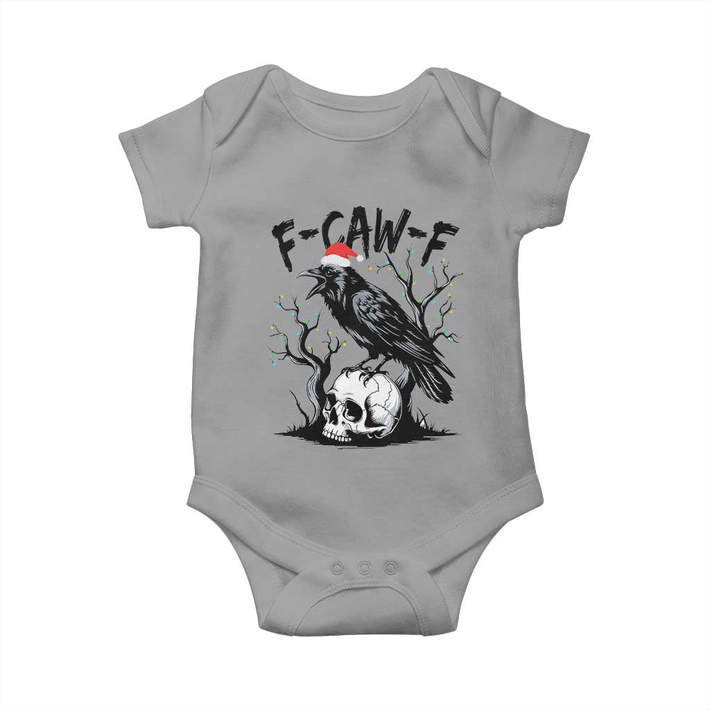 F Caw F Gothic Christmas Raven Baby Onesie With Skull Funny Dark Holiday Humor Spooky Season - Wonder Print Shop