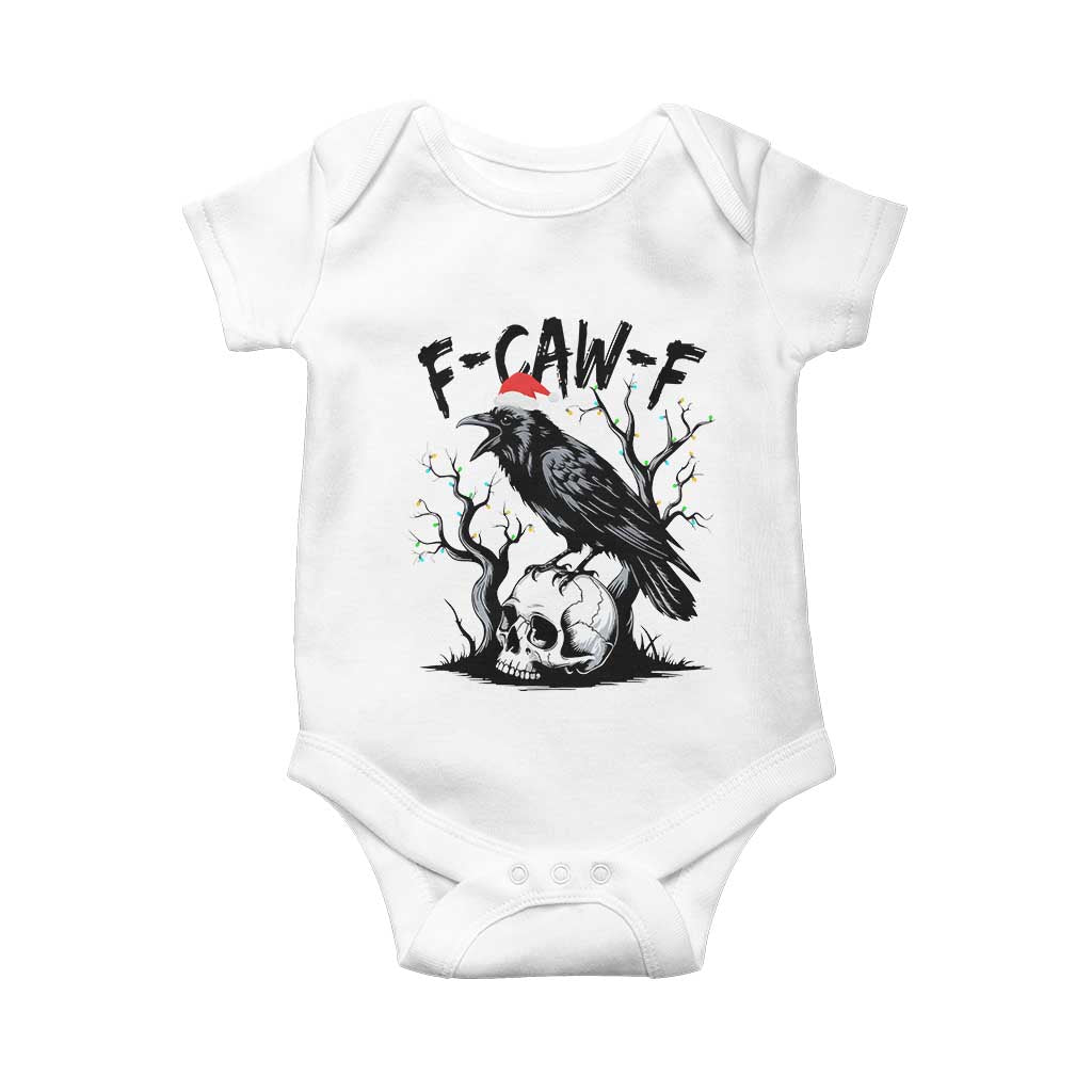 F Caw F Gothic Christmas Raven Baby Onesie With Skull Funny Dark Holiday Humor Spooky Season - Wonder Print Shop