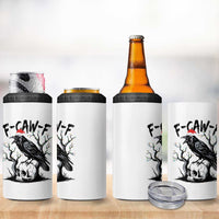 F Caw F Gothic Christmas Raven 4 in 1 Can Cooler Tumbler With Skull Funny Dark Holiday Humor Spooky Season - Wonder Print Shop