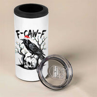 F Caw F Gothic Christmas Raven 4 in 1 Can Cooler Tumbler With Skull Funny Dark Holiday Humor Spooky Season - Wonder Print Shop