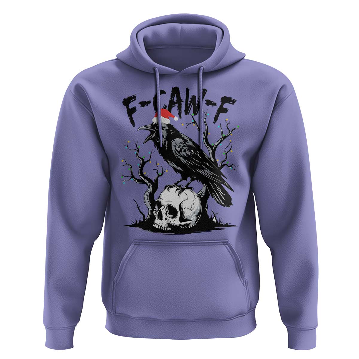 F Caw F Gothic Christmas Raven Hoodie With Skull Funny Dark Holiday Humor Spooky Season - Wonder Print Shop
