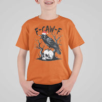 F Caw F Gothic Christmas Raven T Shirt For Kid With Skull Funny Dark Holiday Humor Spooky Season - Wonder Print Shop