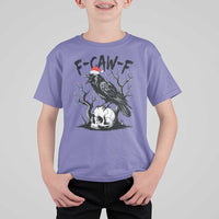 F Caw F Gothic Christmas Raven T Shirt For Kid With Skull Funny Dark Holiday Humor Spooky Season - Wonder Print Shop