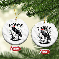 F Caw F Gothic Xmas Raven Ceramic Ornament With Skull Funny Dark Holiday Humor Spooky Season - Wonder Print Shop