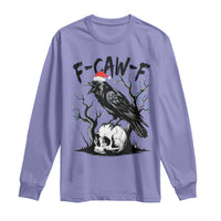 F Caw F Gothic Christmas Raven Long Sleeve Shirt With Skull Funny Dark Holiday Humor Spooky Season - Wonder Print Shop